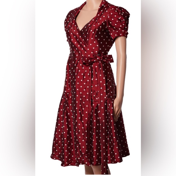 Diane von Furstenberg Silk Tafetta Polka Dot Party Dress Romantic Feminine - Picture 1 of 12